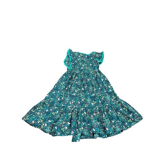 Girls Tea Collection Green Floral Wrap Dress Size 8 Lightweight Cotton Blend - Picture 2 of 5